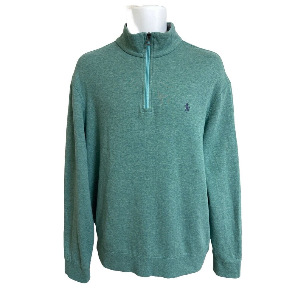Polo Ralph Ralph Lauren Men's L 1/4 Zip Pullover Heathered Green Jersey